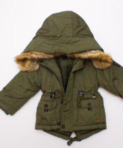 geaca verde parka pentru copii