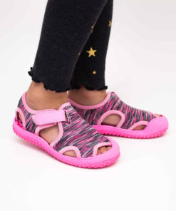 sandale copii - roz din panza cu arici