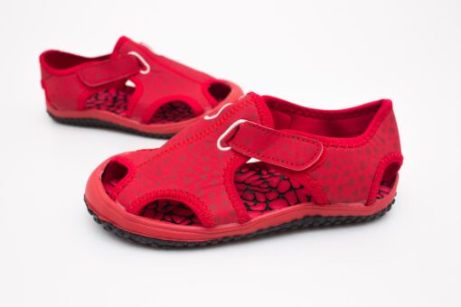 sandale pentru copii - sandale rosii din panza 1
