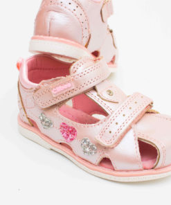 sandale roz din piele pentru copii